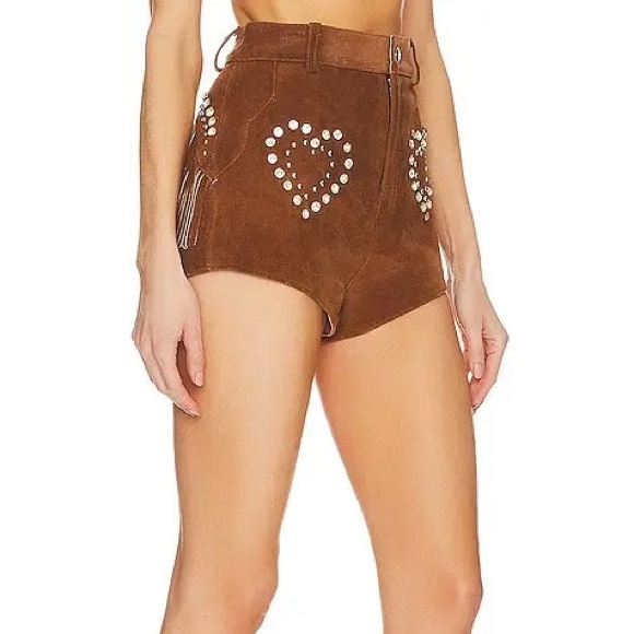 UNDERSTATED LEATHER Dimestone Cowgirl Wanted Shorts In Brown Sz Small - Picture 5 of 6